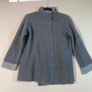 Bendetta B Cardigan Women's Sz M Grey Made in Italy Soft Wool Blend Herringbone‎